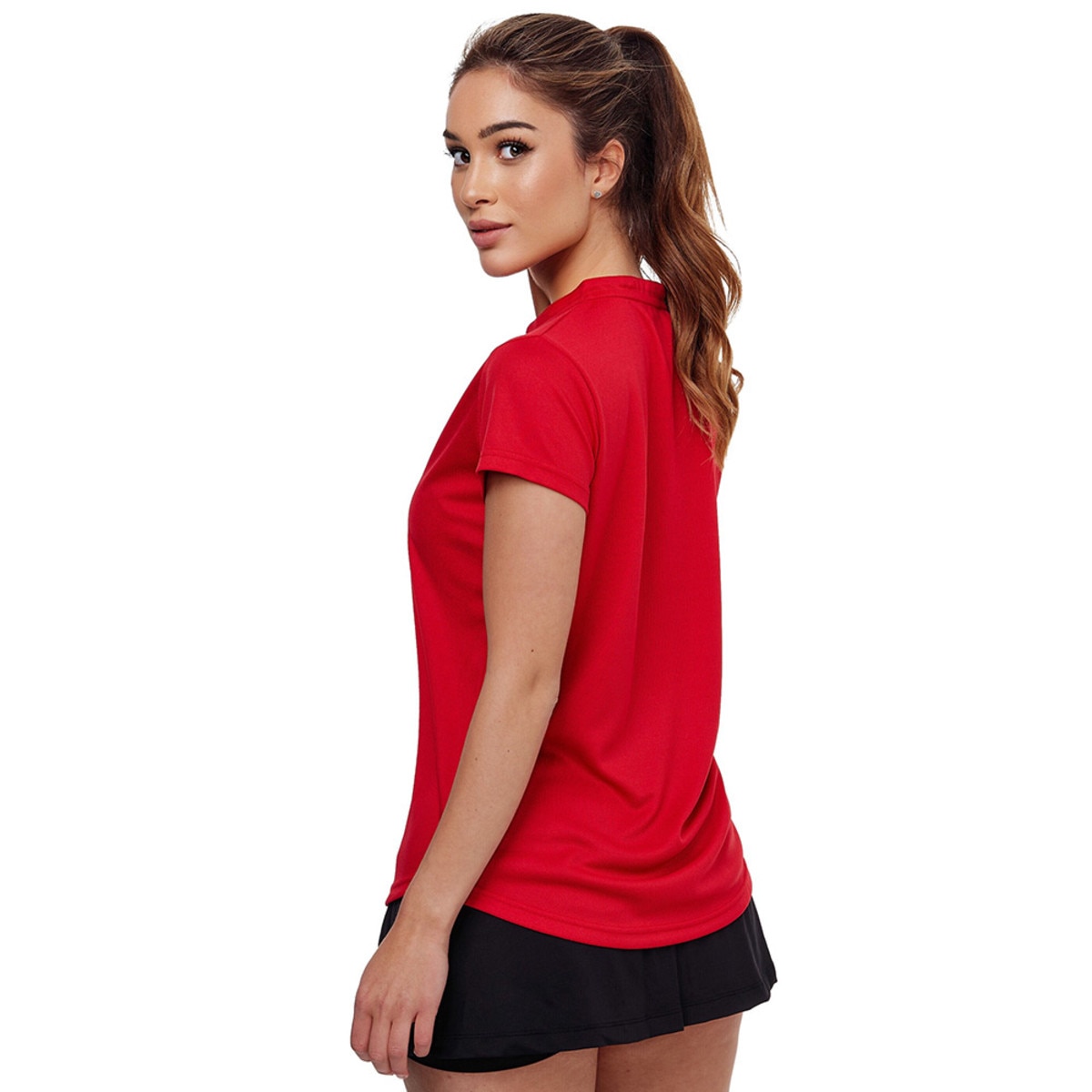 Tosy Lady Shirt: Red, Side, Model